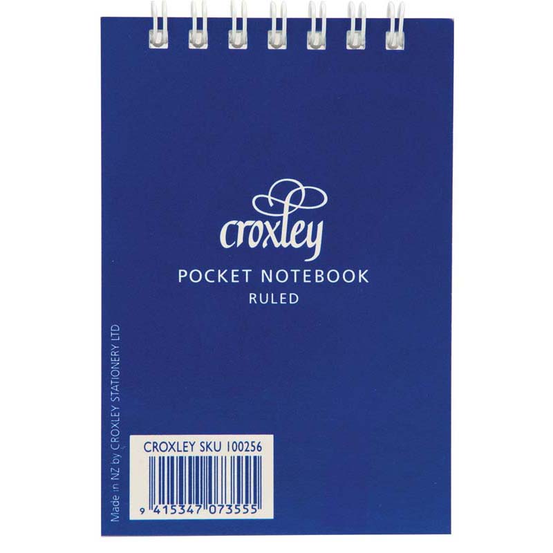 Croxley Notebook Pocket Side Opening 76x102mm Blue Cover 50 Leaf