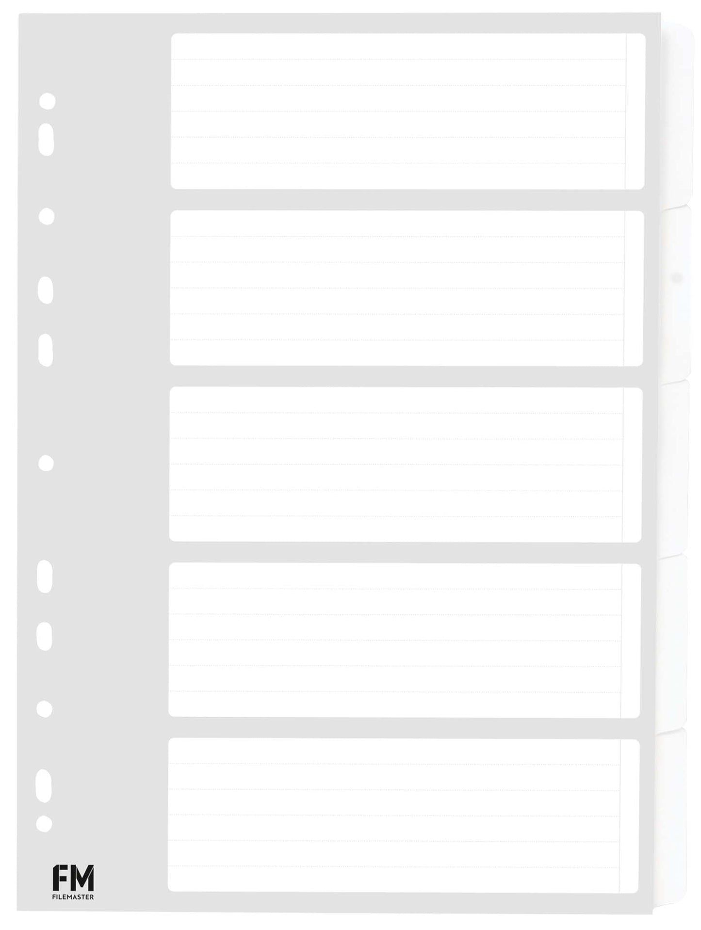 FM Indices Size A4 5 Tab White Cardboard