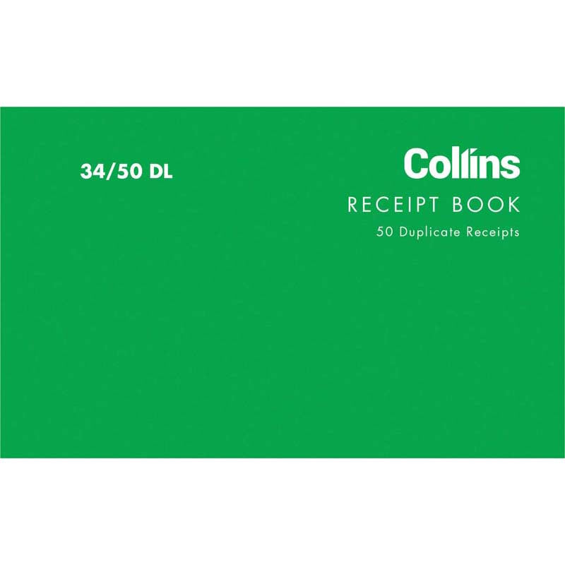 Collins Cash Receipt 34/50dl Duplicate Carbon Required