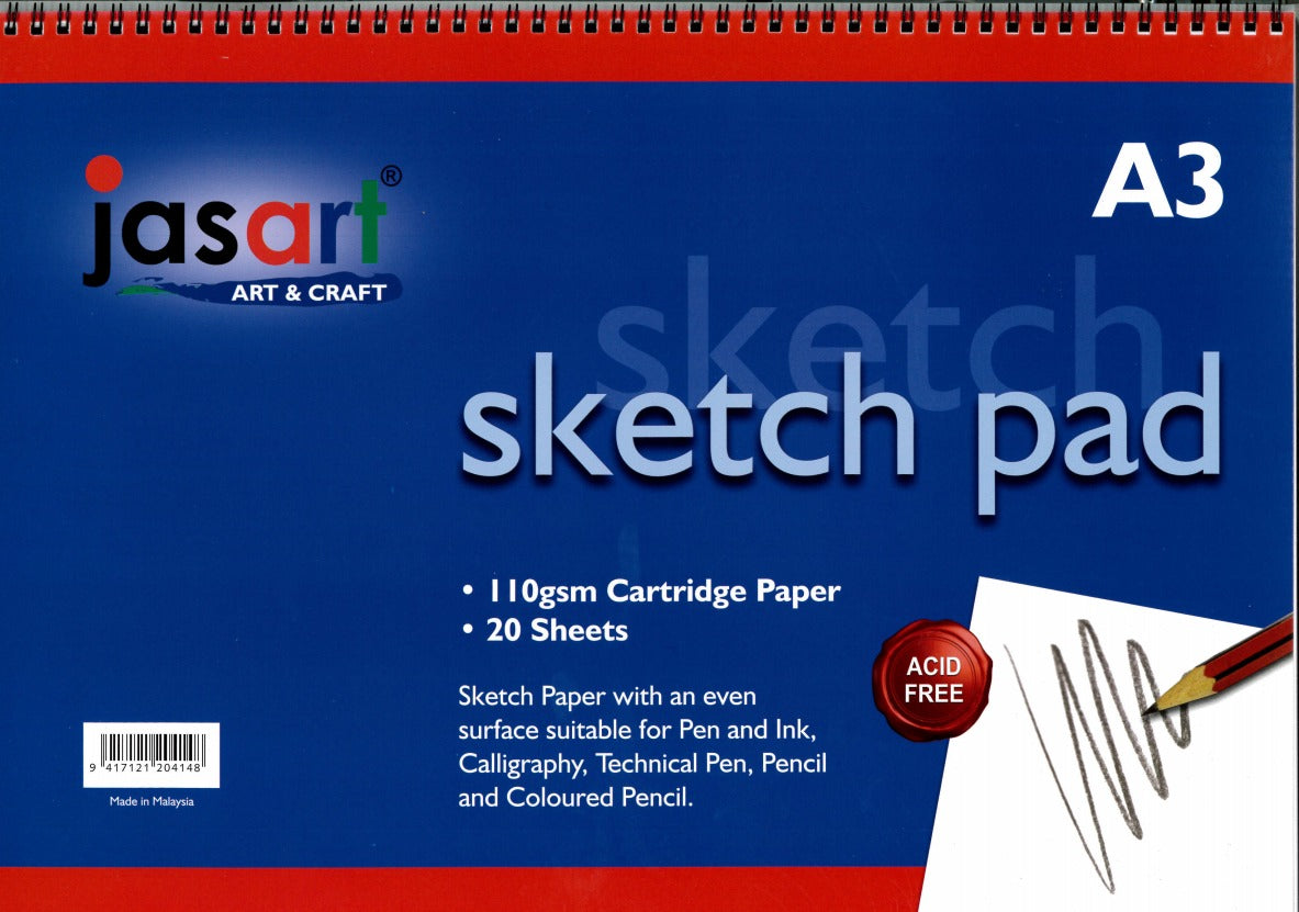Jasart 110gsm Spiral 20 Sheet Sketch Pads