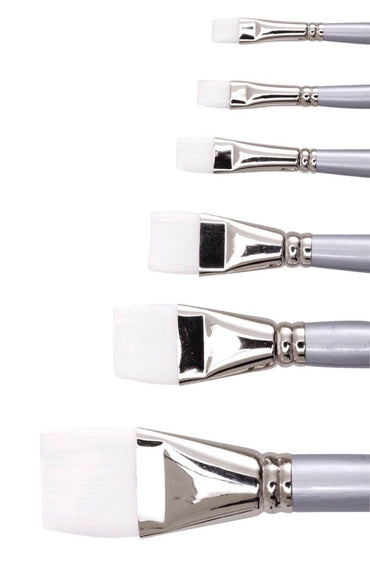 Jasart White Synthetic Short Flat Brushes