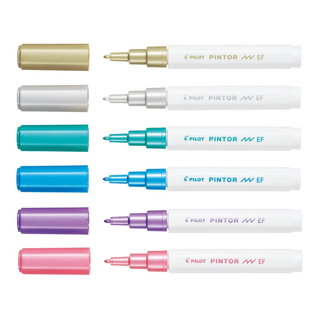 Pilot Pintor Markers Extra Fine Set of 6 - Metallic