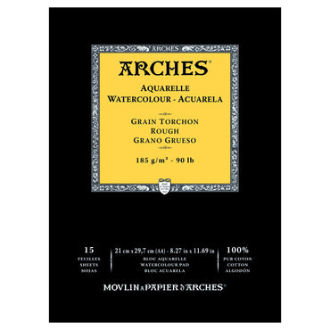 Arches Watercolour Natural White 185gsm Rough 15 Sheets Blocks