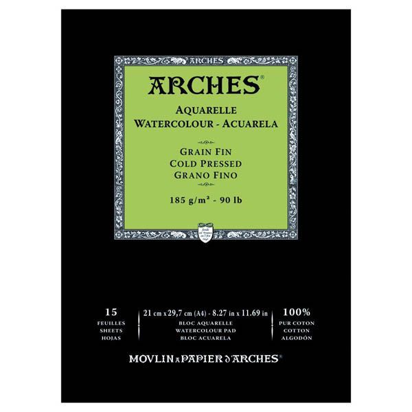 Arches Watercolour Natural White 185gsm Cold Pressed 15 Sheet Pads