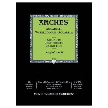 Arches Watercolour Natural White 185gsm Cold Pressed 15 Sheet Pads