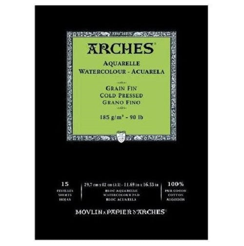 Arches Watercolour Natural White 185gsm Cold Pressed 15 Sheet Pads