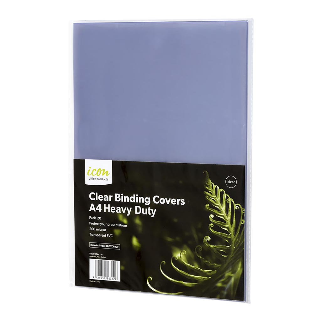 Icon A4 Clear 200mic Binding Covers Pack of 20