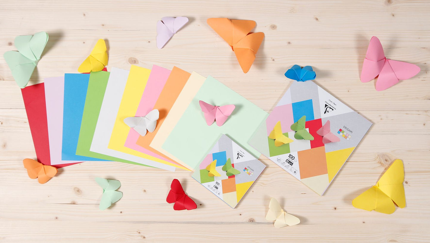 Clairefontaine 10 Bright Colours 20x20cm 100 Sheet 80gsm Origami Paper