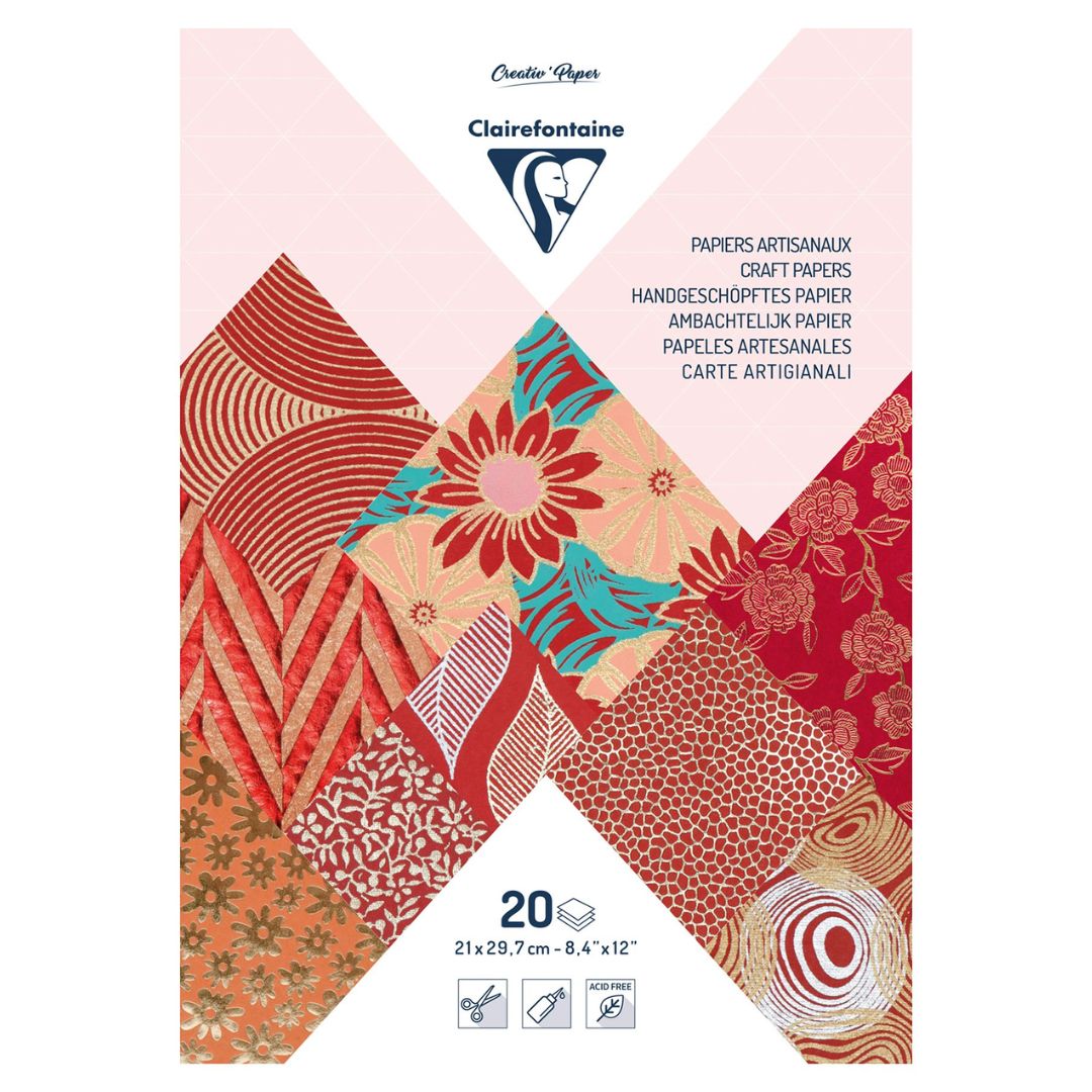 Clairefontaine Reds A4 20 Sheet 120gsm Artisian Paper Pad