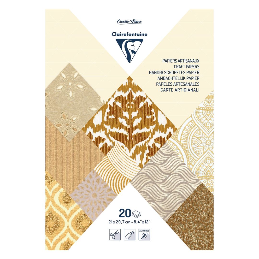 Clairefontaine Ivory-Brown A4 20 Sheet 120gsm Artisian Paper Pad