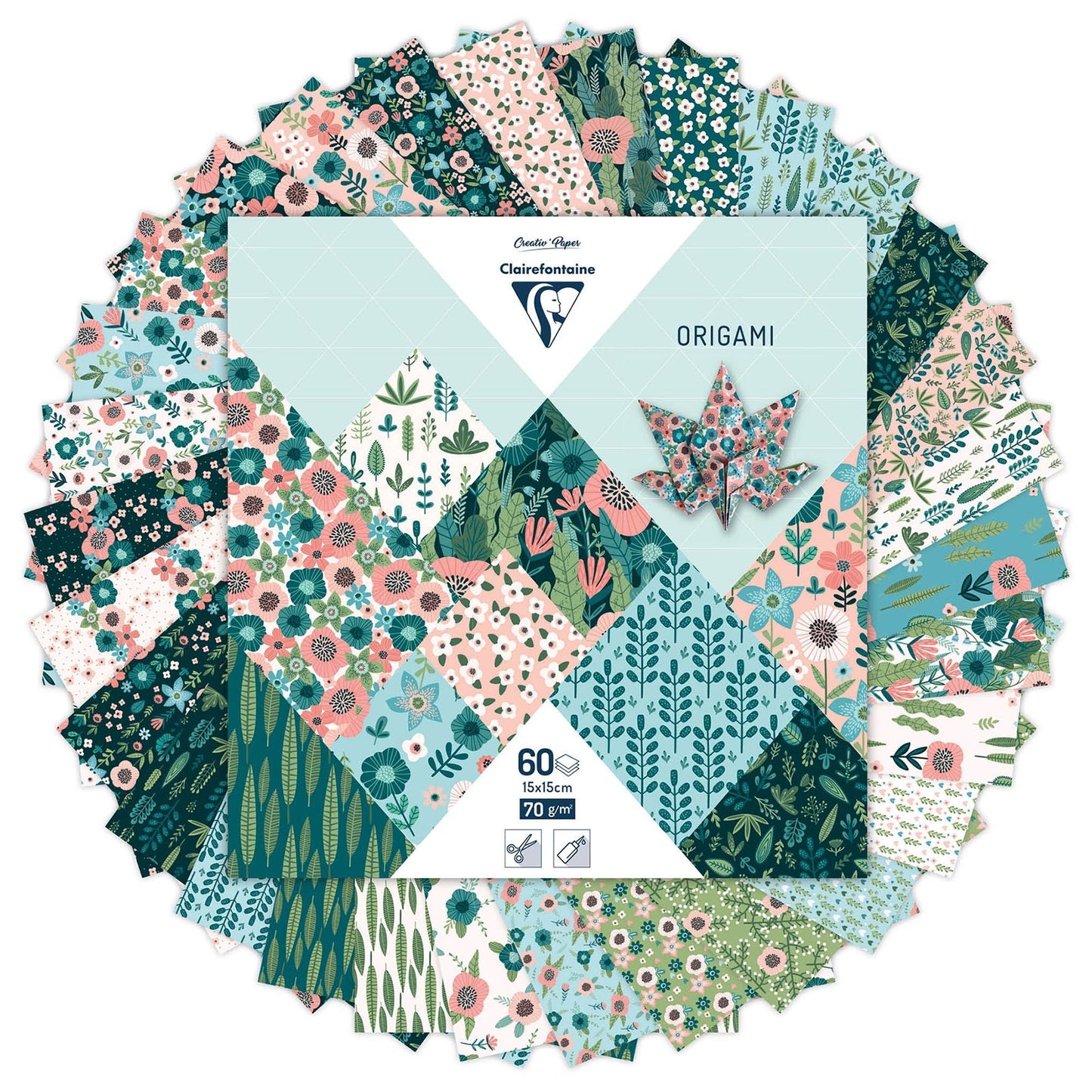 Clairefontaine Herbarium 15x15cm 60 Sheet 70gsm Origami Paper