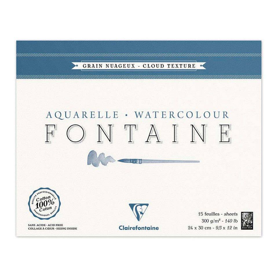 Clairefontaine Watercolour Pad Cloudy 24x30cm 300gsm 15sheets