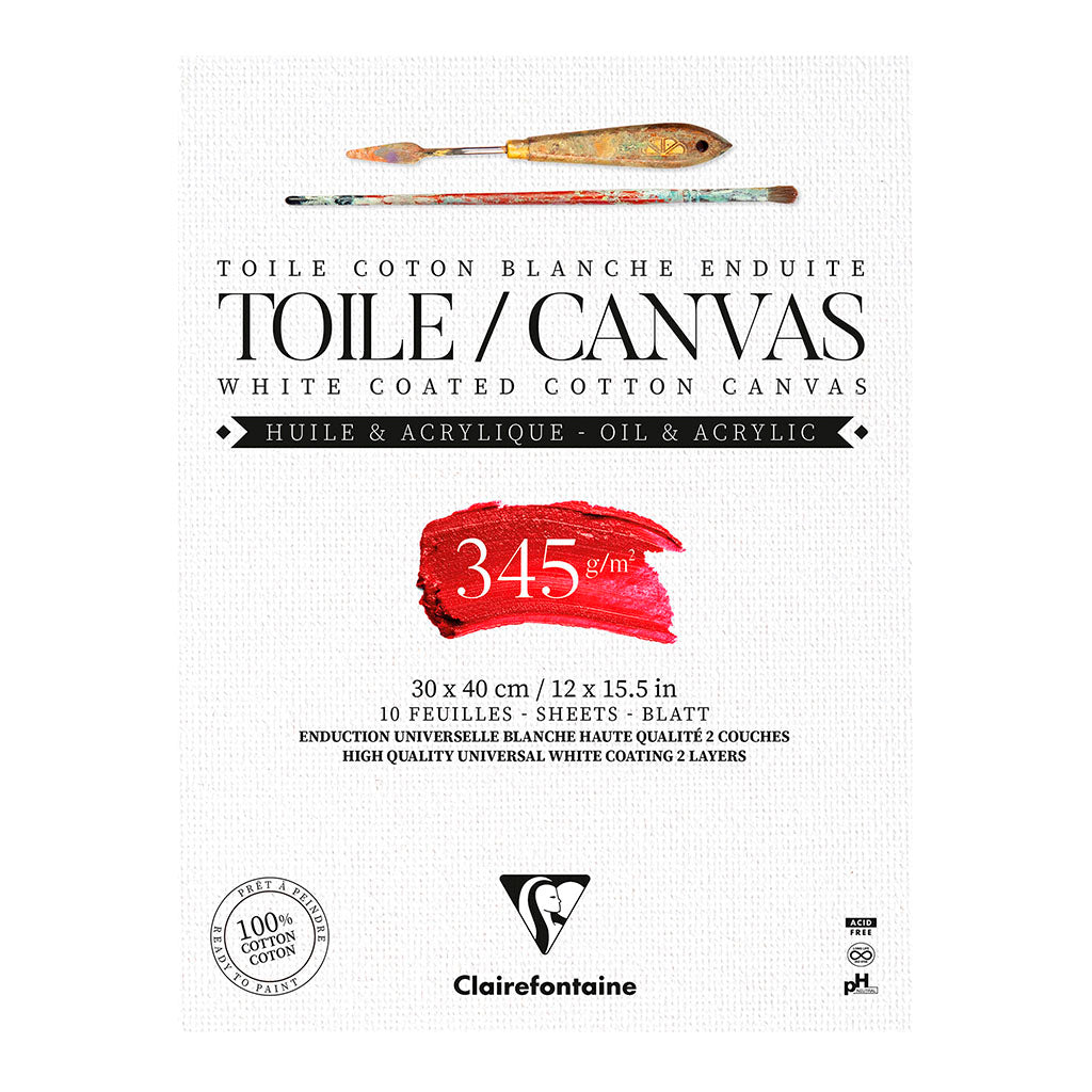 Cotton Canvas Pad White 30x40cm 345g 10sh