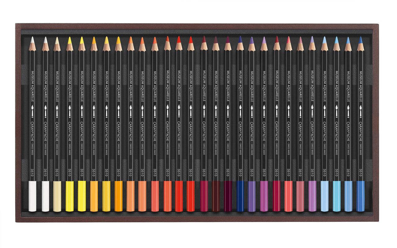 Caran d'Ache Museum Aquarelle Pencils Wooden Box Set of 76 Assorted Colours