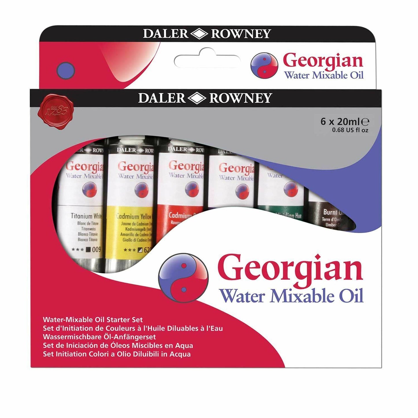 Daler Rowney Georgian Water Mixable Oil Paints Starter Set of 6x20ml