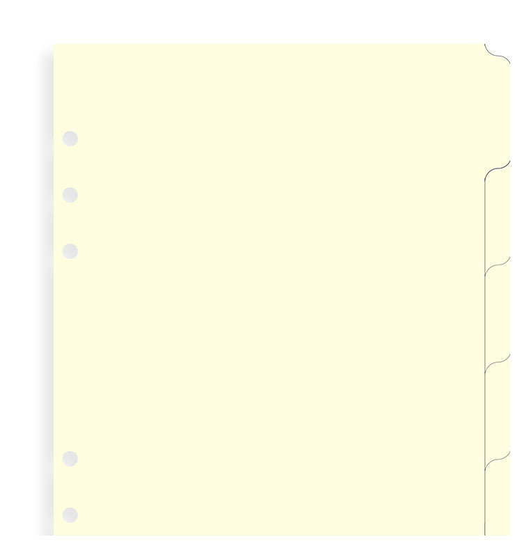 Filofax A5 Blank Index Cream, 6 Tabs Organiser/Clipbook