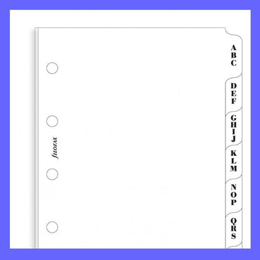 Filofax Mini Size A-z White Index Divider 67x105mm Refill Insert
