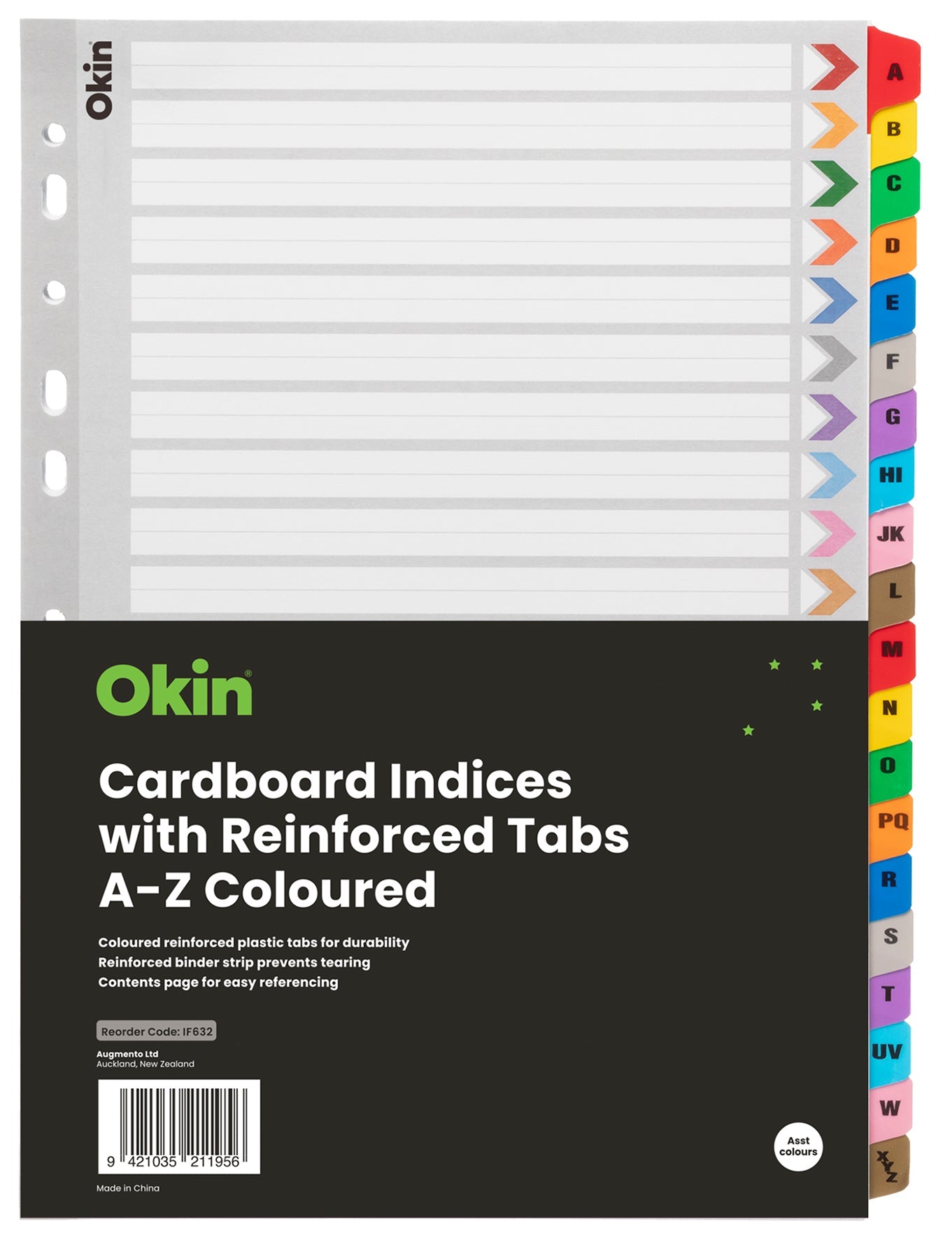 Okin Cardboard Indices With Reinforced Tabs A-Z