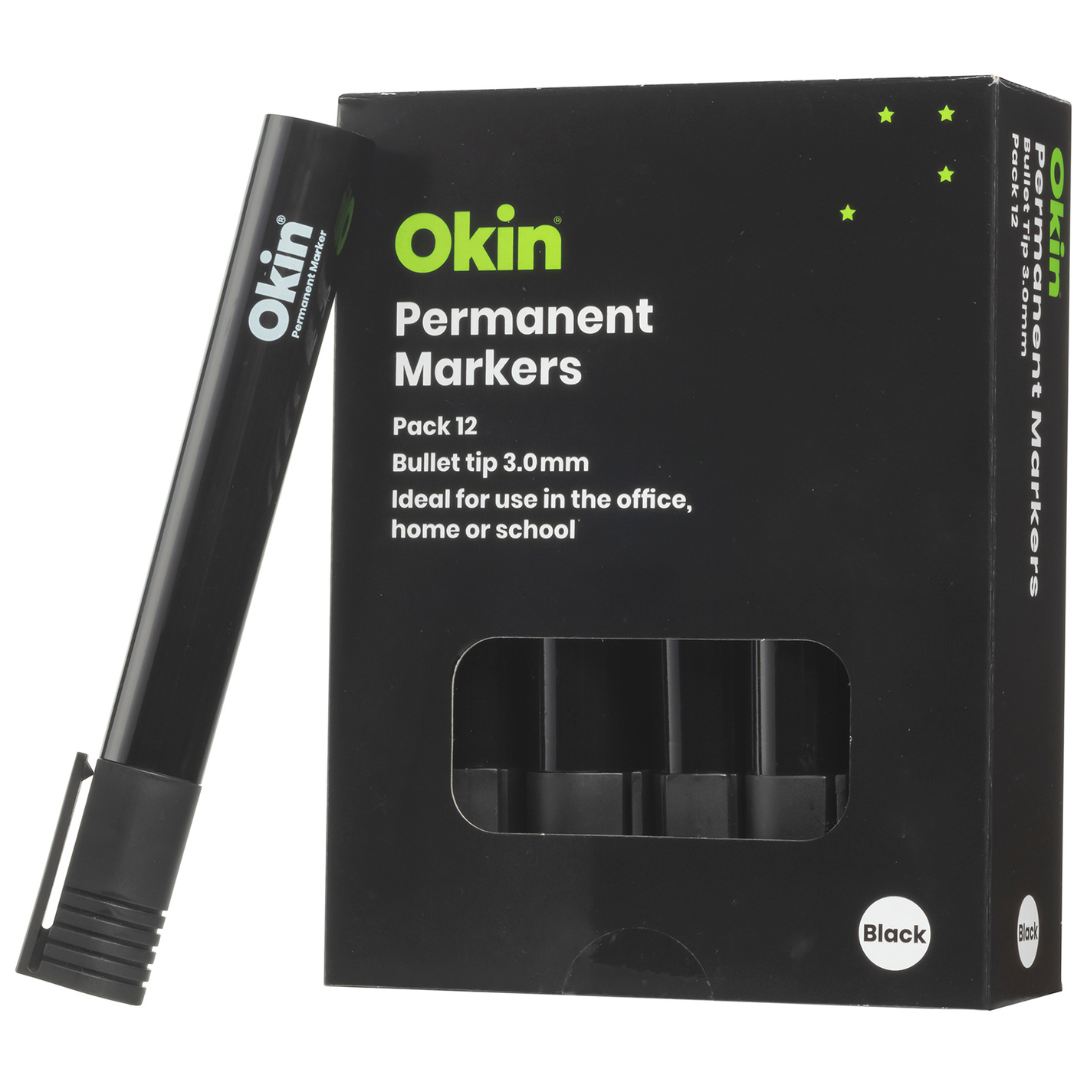 Okin Permanent Marker Bullet Tip - Packs Of 12