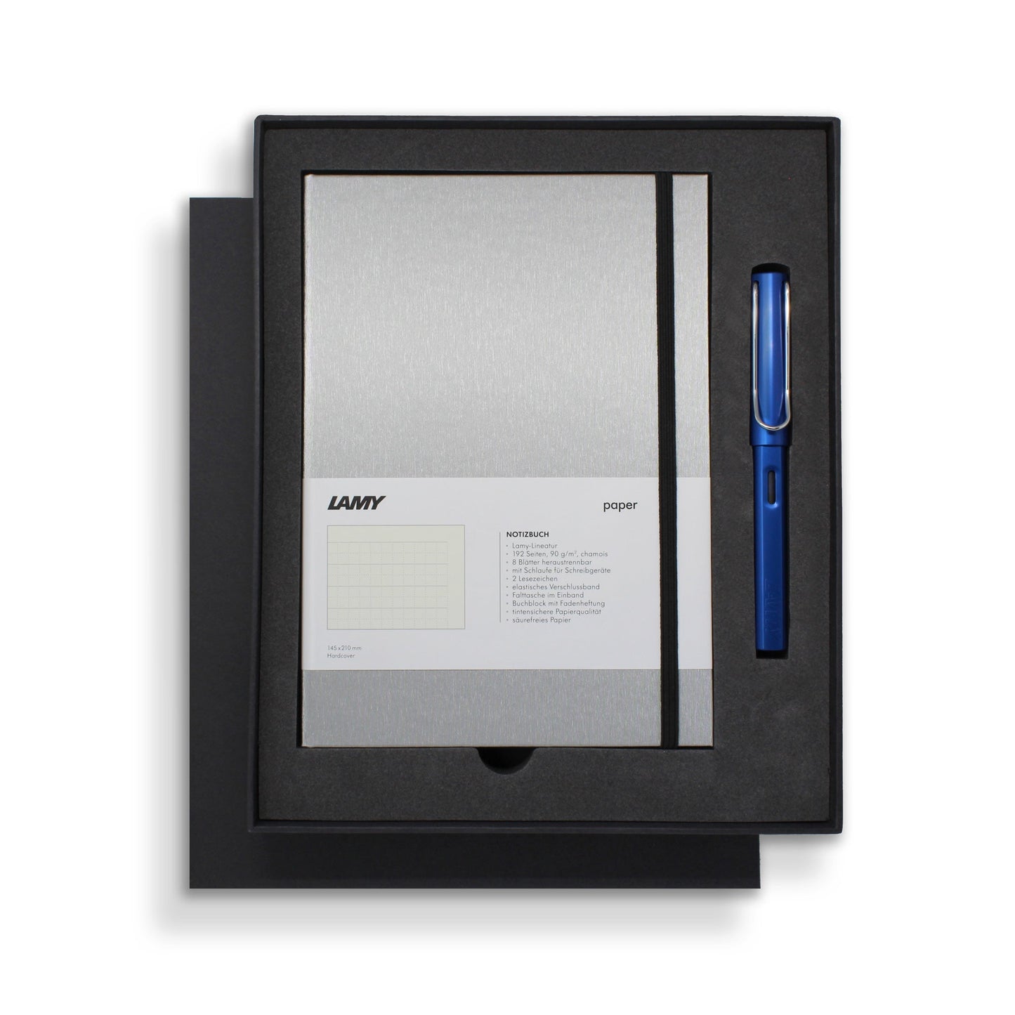 Lamy A5 Hard Cover Notebook + Ocean Blue Fountain Pen Gift Set