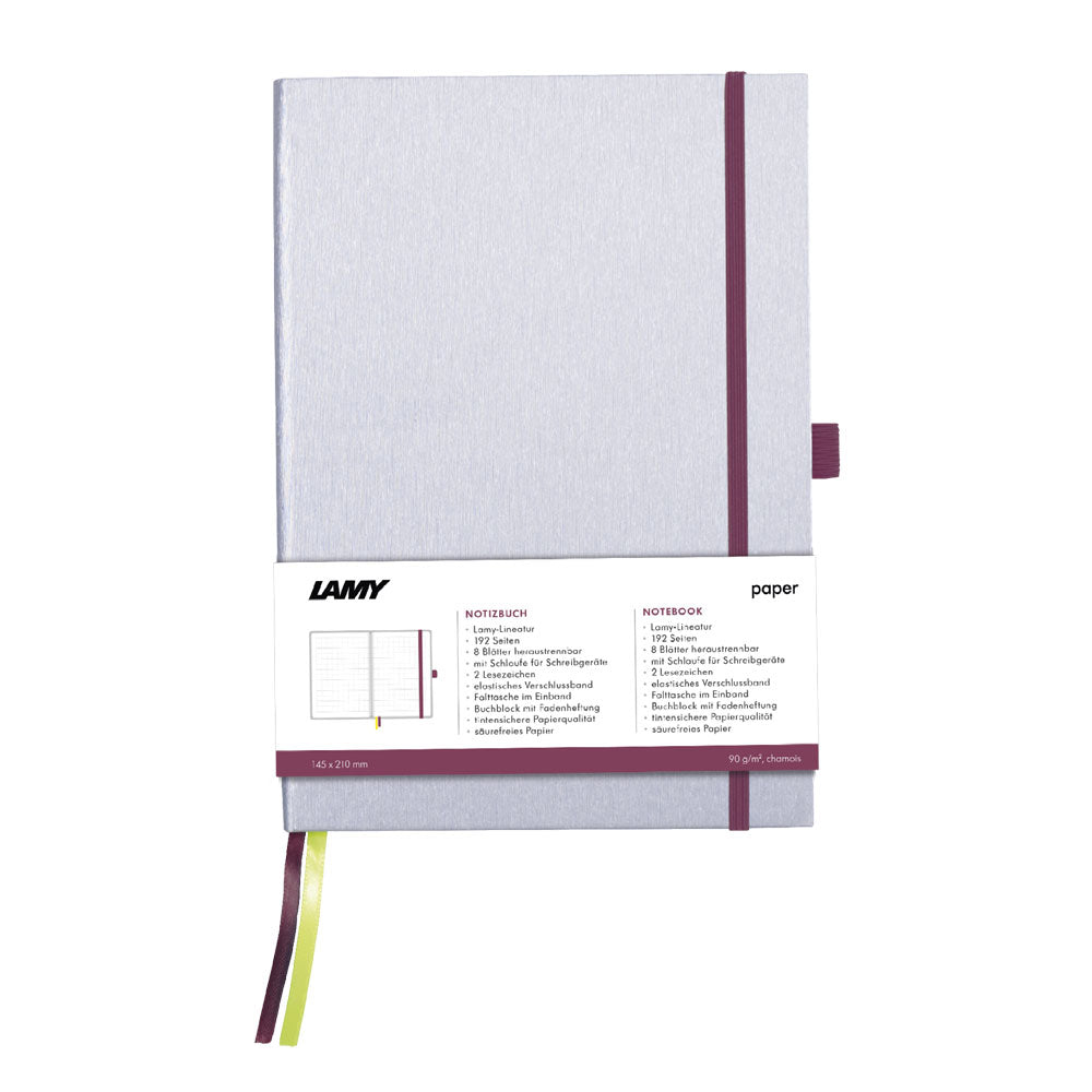 Lamy A5 Hard Cover Notebook + Black/Purple Fountain Pen Gift Set