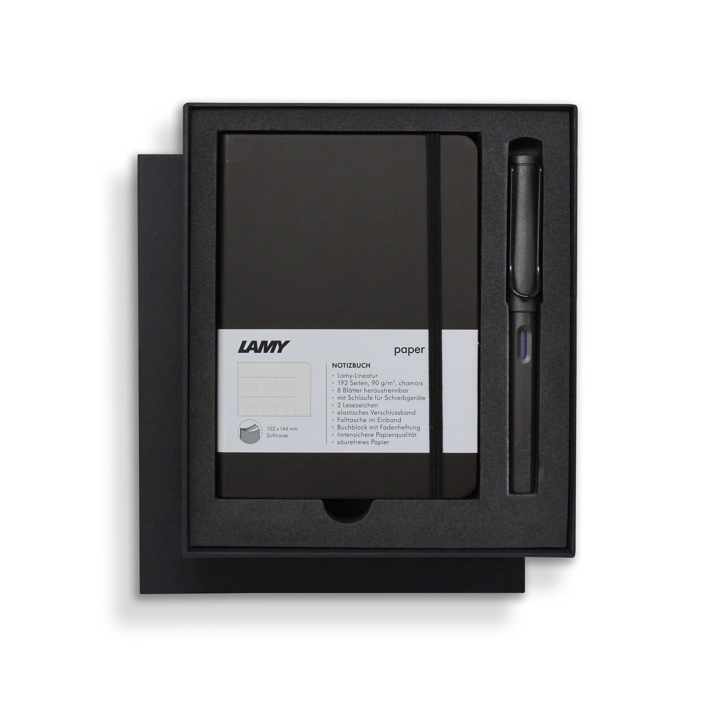 Lamy A6 Soft Cover Notebook + Charcoal Fountain Pen Gift Set