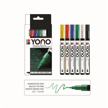Marabu YONO Acrylic Markers Fine Tip Set Of 6