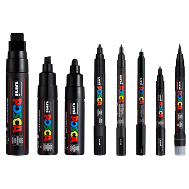 Uni Posca Black Assorted Tip Markers Set of 8