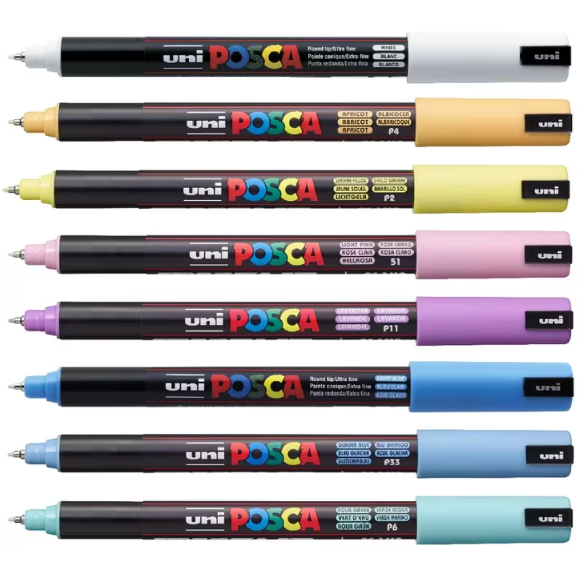 Uni Posca PC-1MR 0.7mm Soft Colour Markers Set of 8