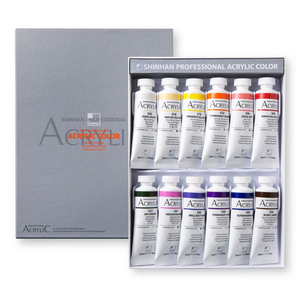 ShinHan Professional 50ml Acrylic Paints Set Of 12 Set B
