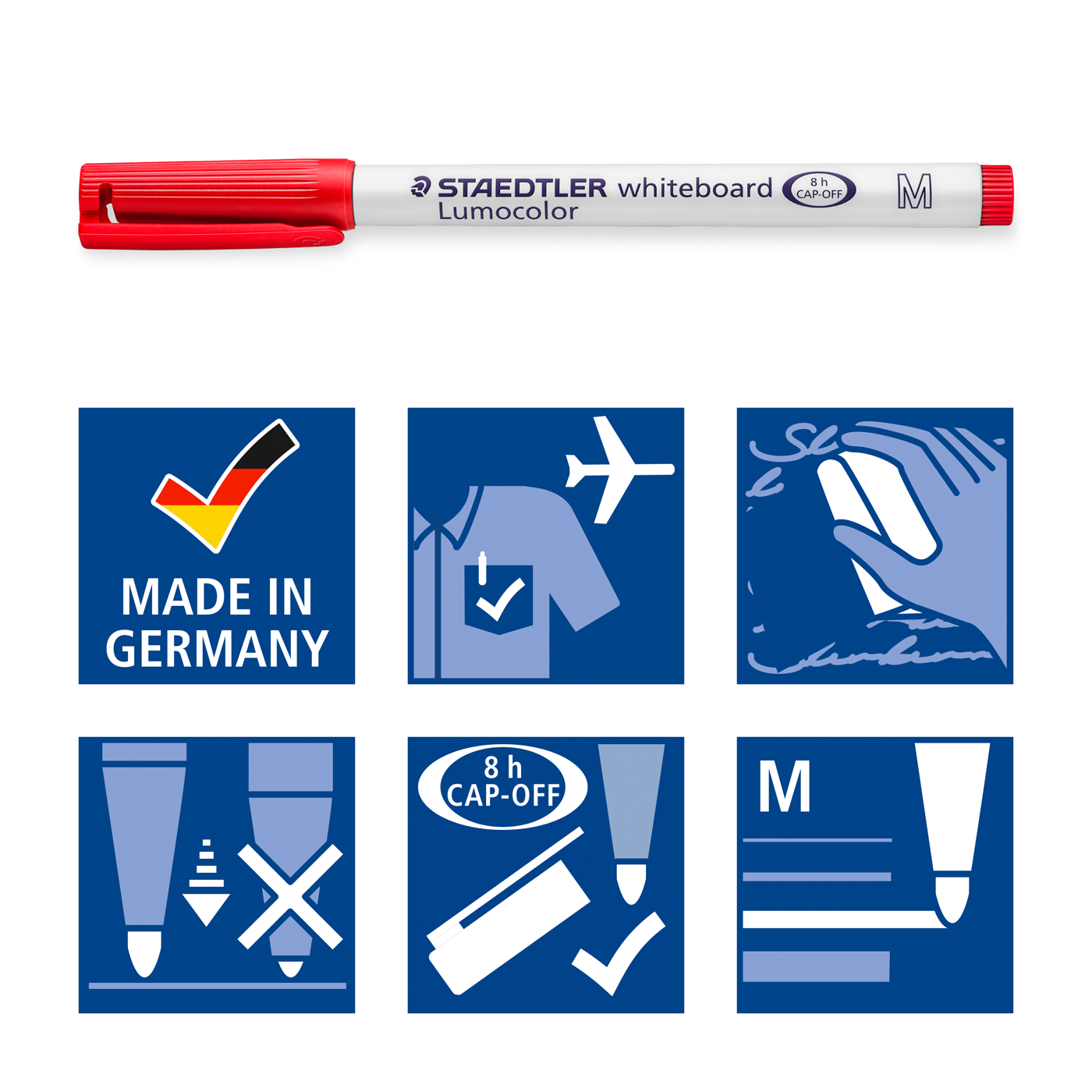 Staedtler Whiteboard Dry-Wipe Pen Lumocolor 301 Medium Tip 1mm Black