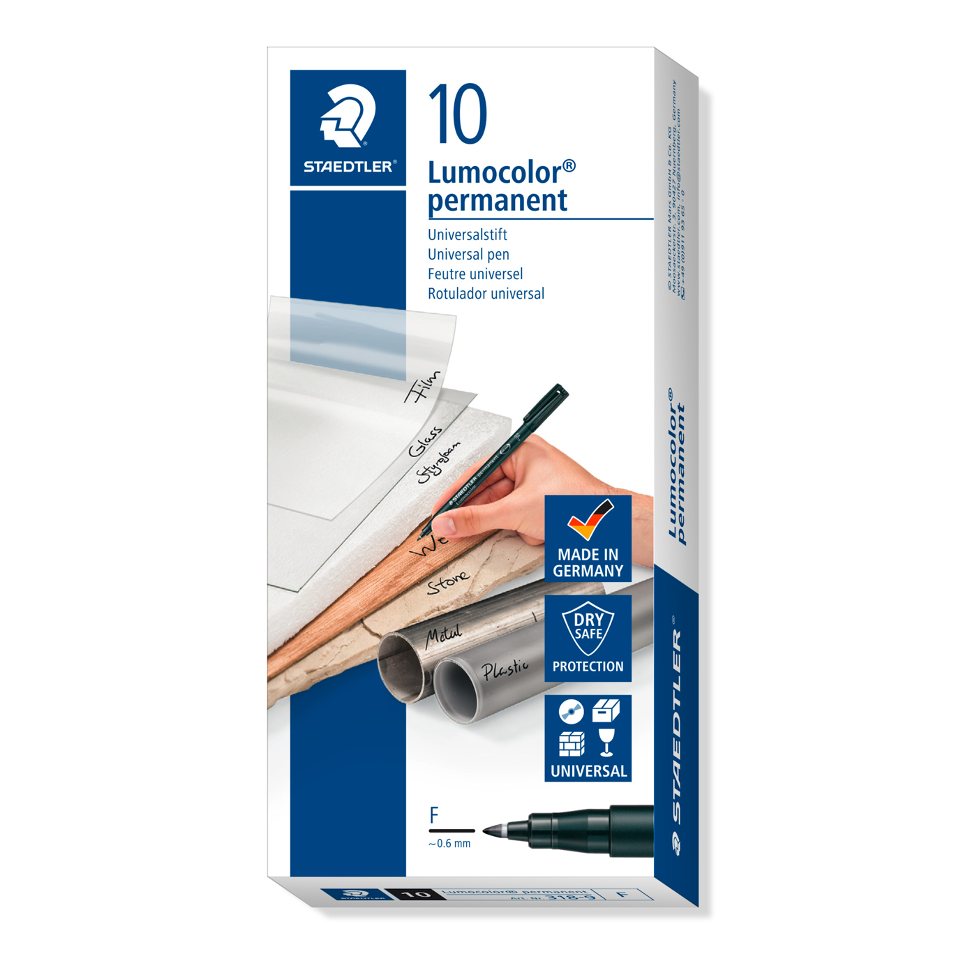 Staedtler Lumocolor Universal Permanent Pen 318-9 Fine 0.6mm Black