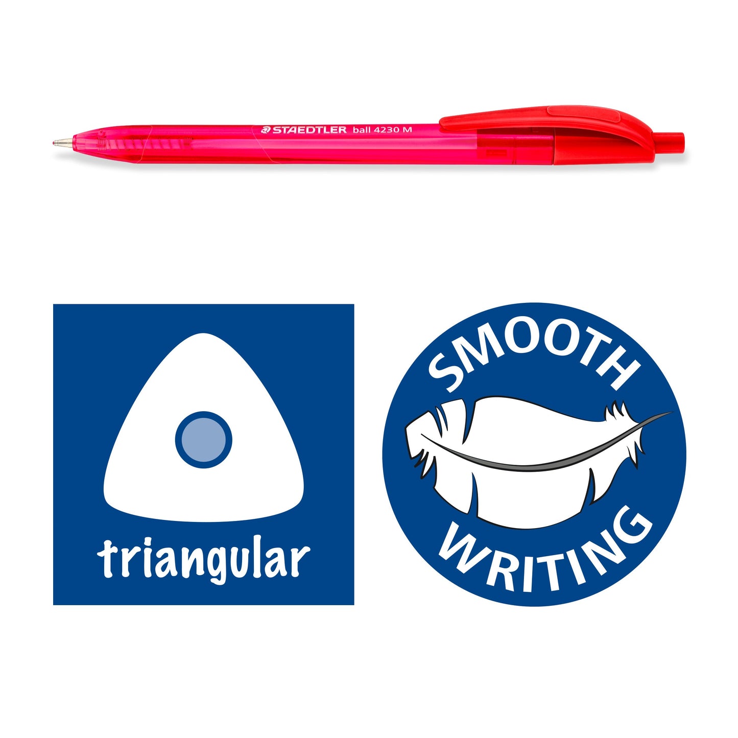 Staedtler Ballpoint Pen Triangular 4230 M-2 Retractable Medium Red