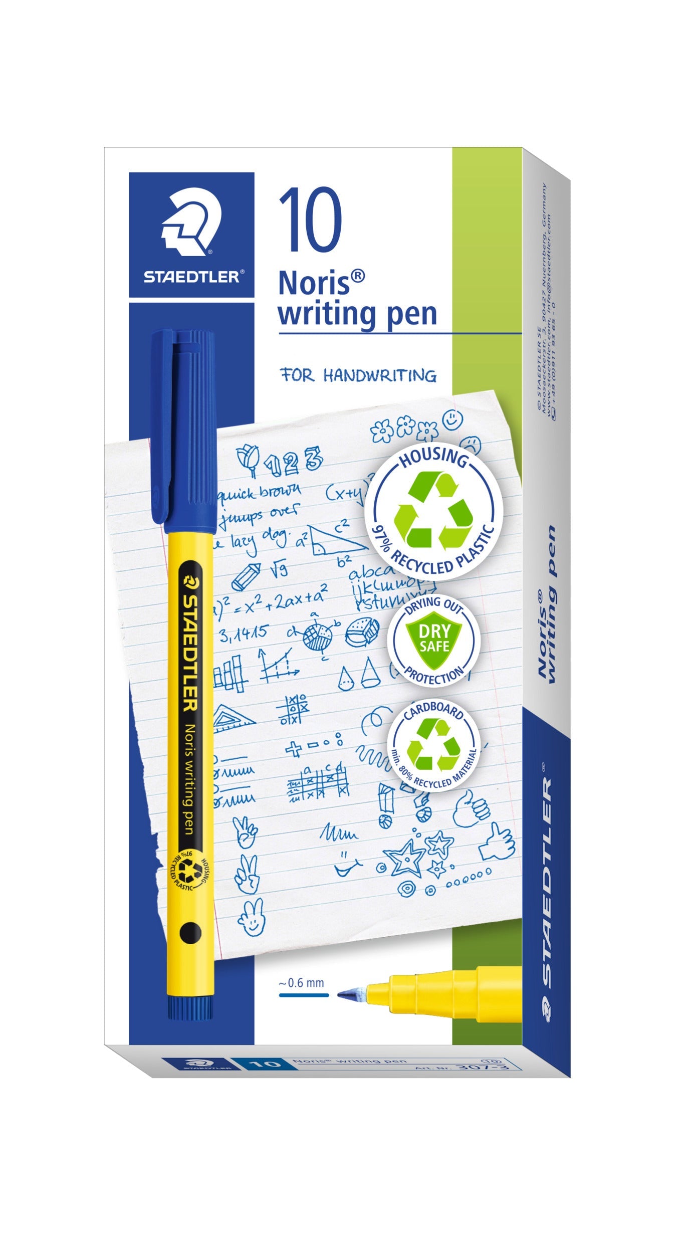 Staedtler Noris® Writing Pen 307-3 Fineliner 0.6mm Blue