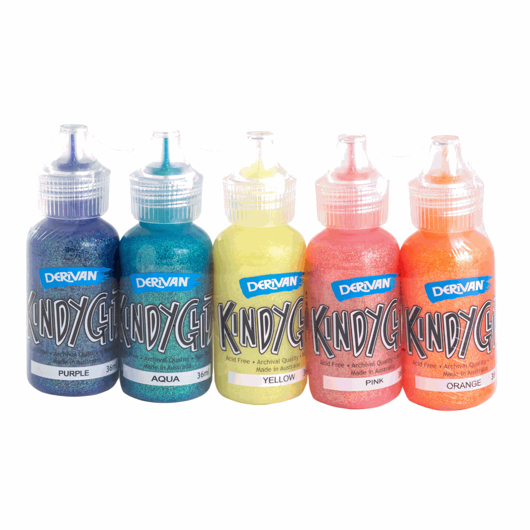 Derivan Kindy Glitz Glitter Glue Assorted Sets of 5x36ml