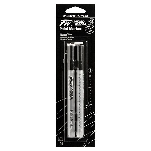 Daler Rowney FW Mixed Media Technical Hard Point Paint Marker 0.8mm Twin Pack