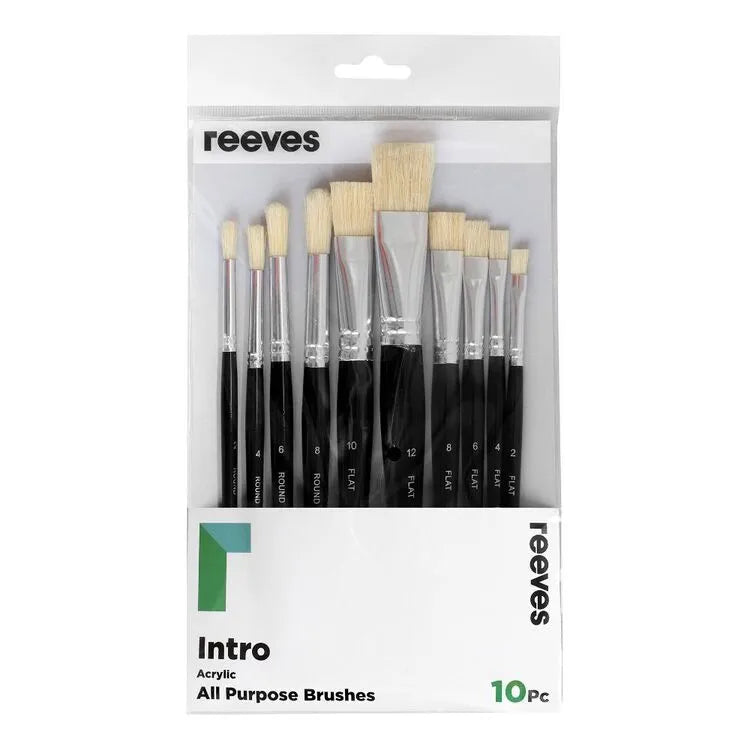 Reeves Intro Hog Brushes Set Of 10