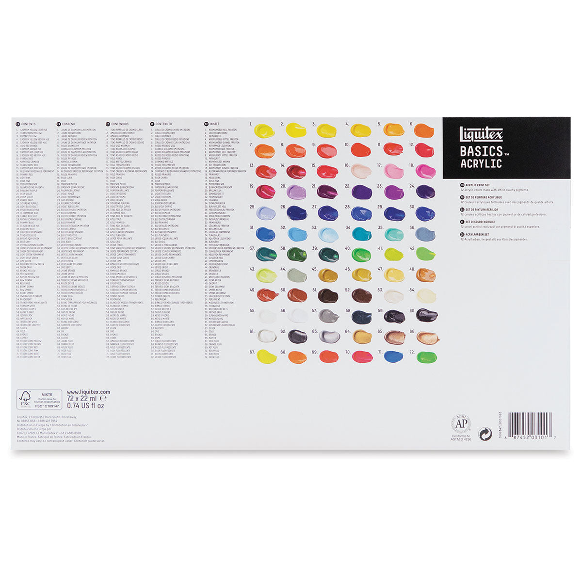 Liquitex Basics 22ml Acrylic Paints Set of 72