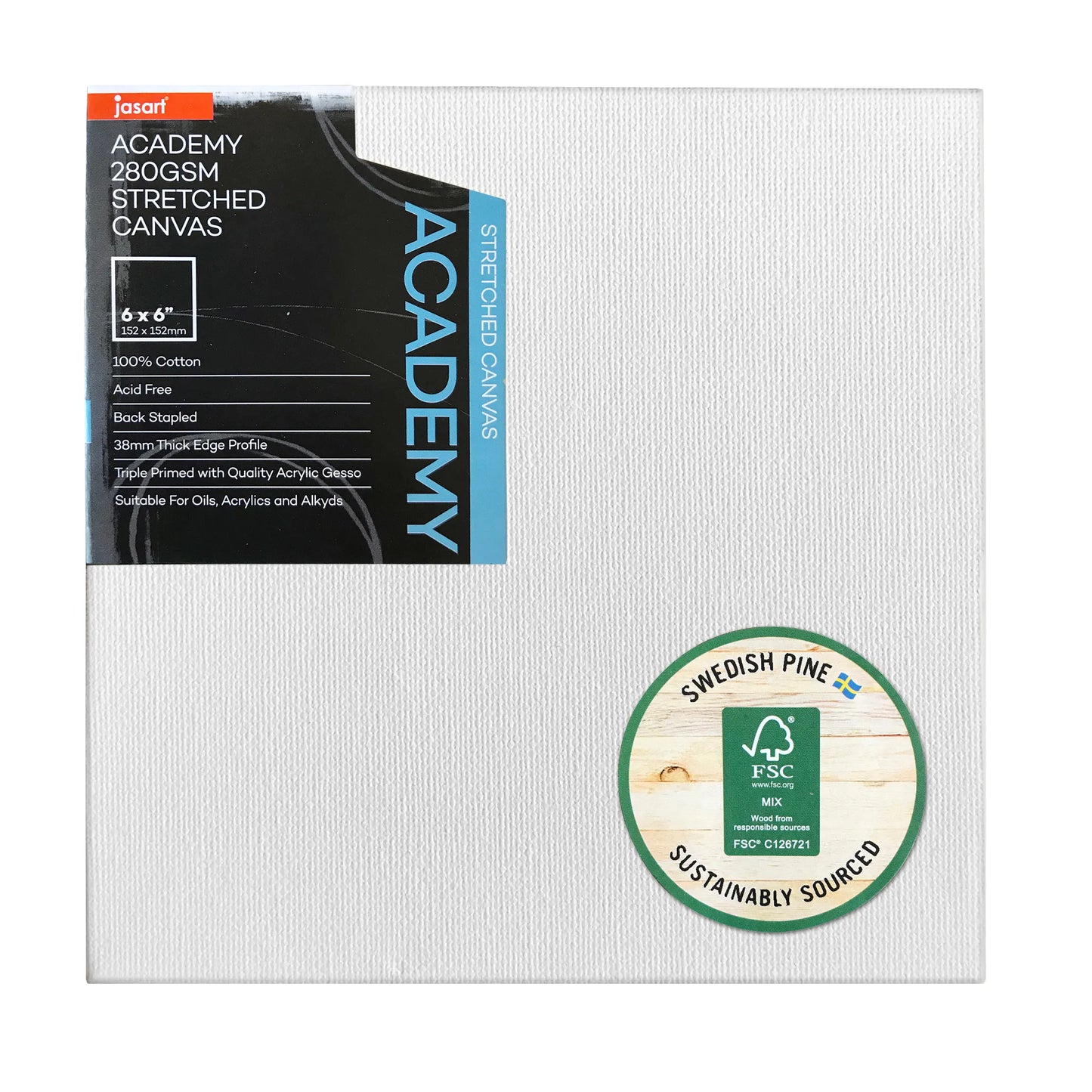 Jasart Academy 1.5 Inch Thick Edge Canvases Pack of 6