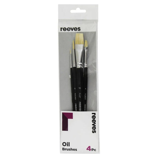Reeves Oil Hog Short Handle Brushes Pack Of 4