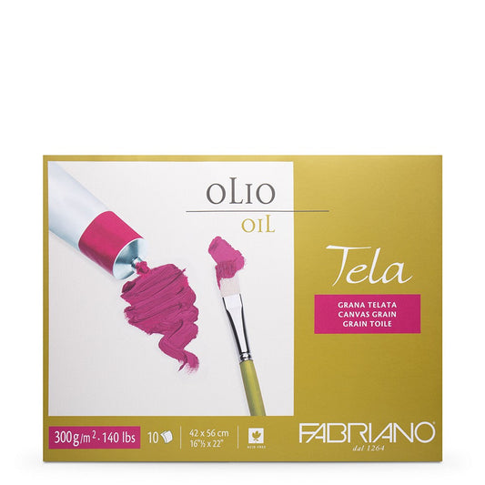 Fabriano Tela 300gsm Canvas Grain 50x65cm Oil Paper Pack of 10 Sheets