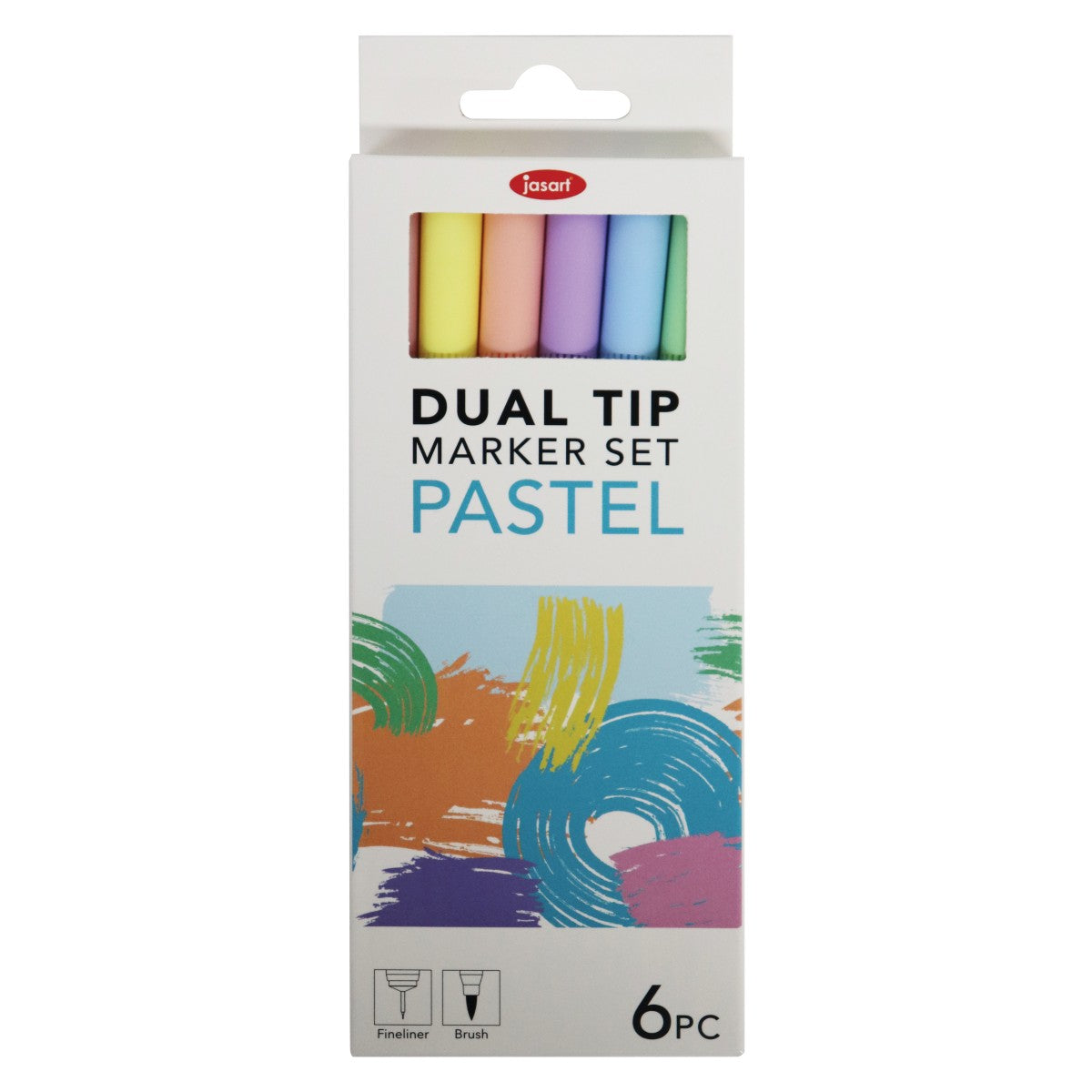 Jasart Dual Nib Pastel Brush Fineliners Set Of 6