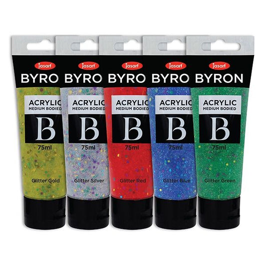 Jasart Byron 75ml Glitter Acrylic Paints Set Of 5