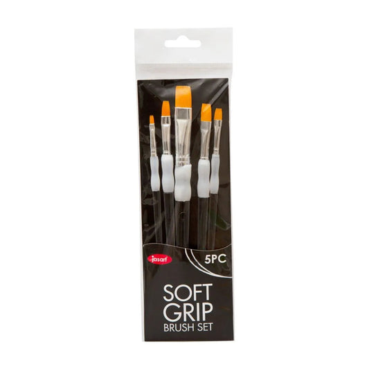 Jasart Soft Grip Gold Synthetic Flat Short Brushes Set Of 5