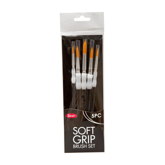 Jasart Soft Grip Gold Synthetic Round Short Brushes Set Of 5