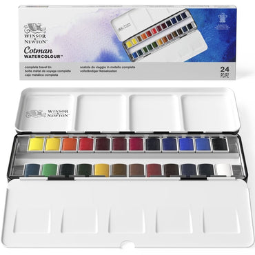 Winsor & Newton Cotman Watercolour Half Pan Paints Travel Set Of 24