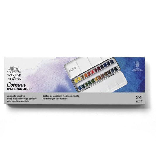 Winsor & Newton Cotman Watercolour Half Pan Paints Travel Set Of 24