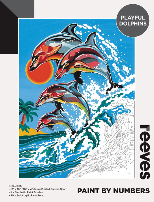 Reeves Paint By Numbers 12x16 Inch Dolphins