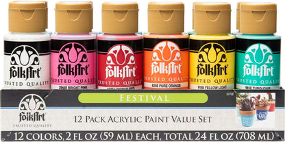 FolkArt Acrylic 59ml Festival Paints - Set Of 12
