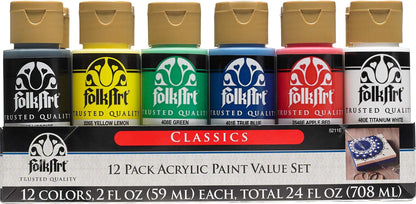 FolkArt Acrylic 59ml Classic Paints - Set Of 12